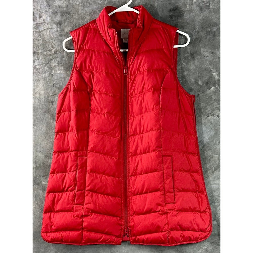 J Jill Women's Warm Red Down Filled Quilted Puffer Vest sz S (15394)